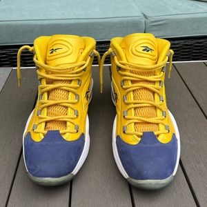 Reebok Question Mid All Star Yellow/Blue - Iverson Retro 2010 Release - Size 14